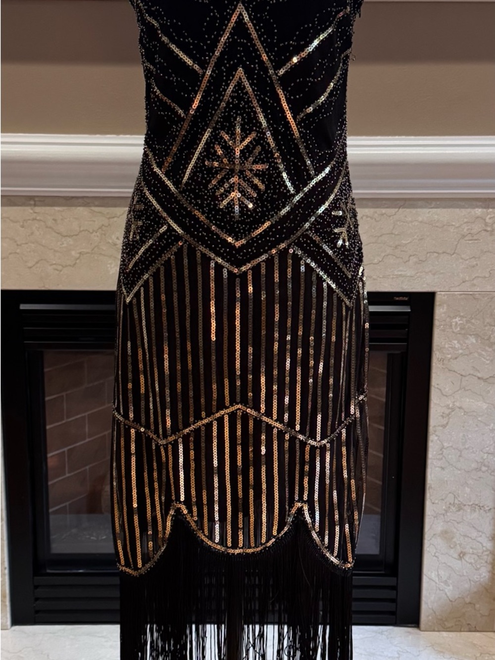 Fundaisy Black and Gold Flapper Dress